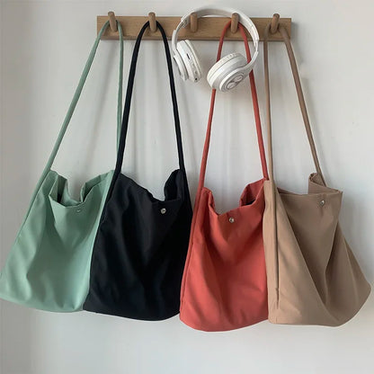 Simple Solid Sweet Canvas Women Shoulder Bags Students Fashion Casual Streetwear Crossbody Bag All Match Y2k Aesthetic Handbags