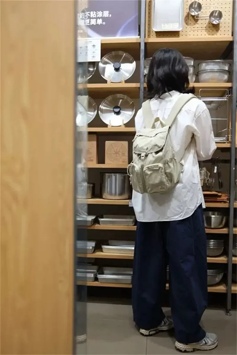 Y2k Fashion Backpack Women Large Capacity Simple Ultralight University School Bag Korean Casual Outdoor Camping Bag Female