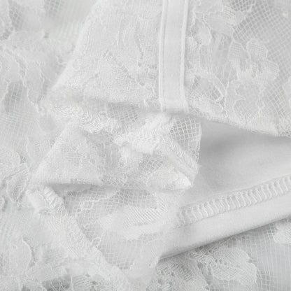 Elegant Fairy White Corset A-line Dress See Through Lace Square Collar Sexy Long Sleeve Short Dresses Aesthetic Sweet