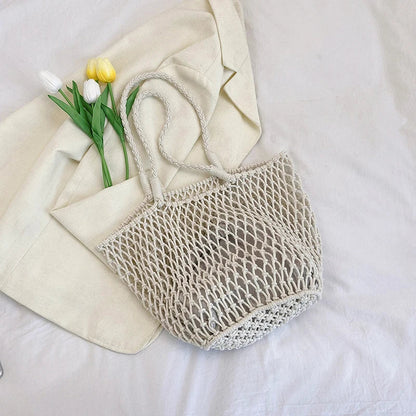 9 Colors Summer Woven Bag For Women Large Capacity Beach Bag Toy Storage Handbag Designer Hollow Out Shoulder Bag 2 Set Tote
