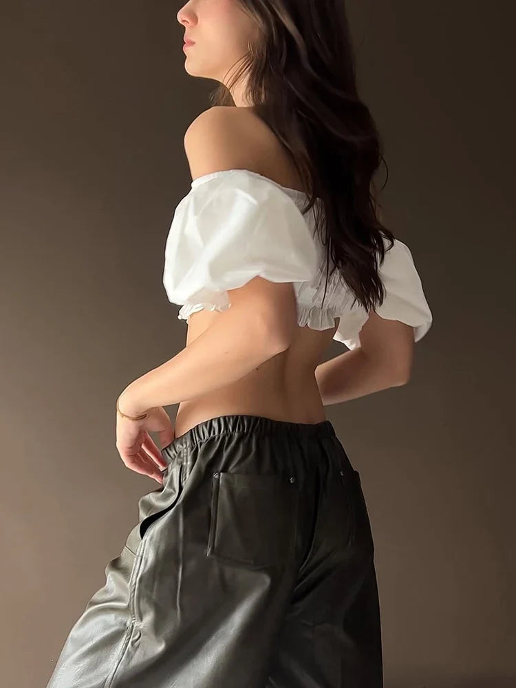 Puffy Applique Solid Midnight Strapless