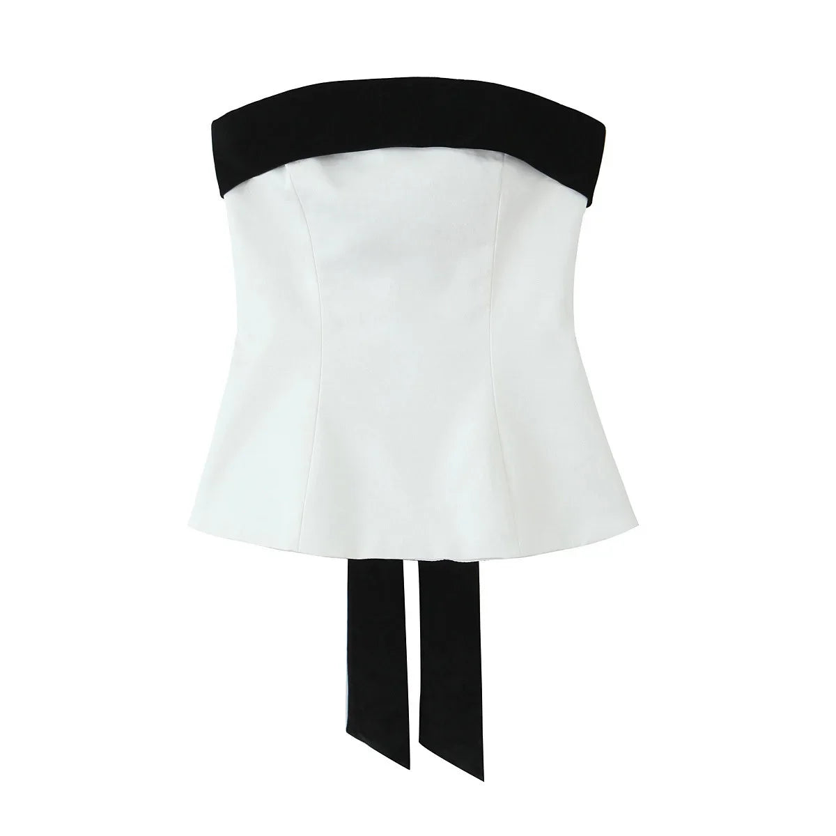 New In Women's Patchwork Velvet Strapless Bustier Tops Straight Neck Side Zipper Bow Camis Female Sexy Fashion Party Wrap Tanks
