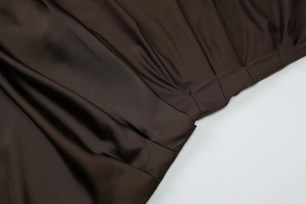 Sexy One Shoulder Sleeveless Maxi Dress Women Summer Fashion Diagonal Collar Satin Patchwork Ruched Slim Party Long Dress