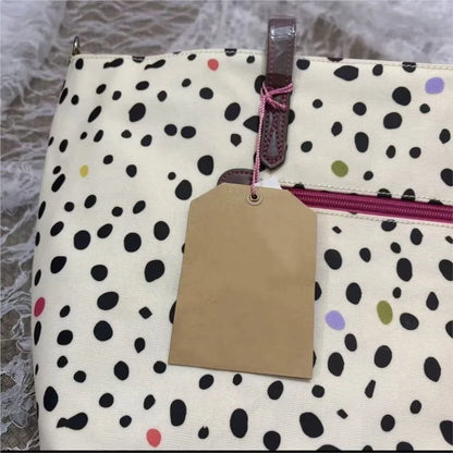 Japanese Retro Polka Dot Floral Tote Bag Women Print Large Capacity Shoulder Bag Ladies Harajuku Everyday Versatile Handbag Chic