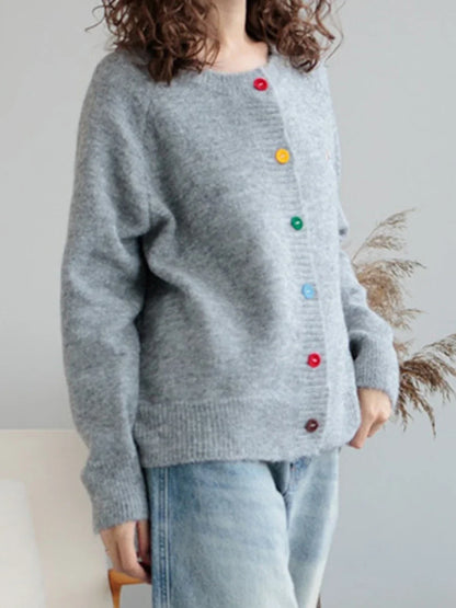 Little Dog Embroidery Cardigan Autumn O Neck Single Breasted Knitted Outerwear Women Simple Fashion Casual Long Sleeve Jumper