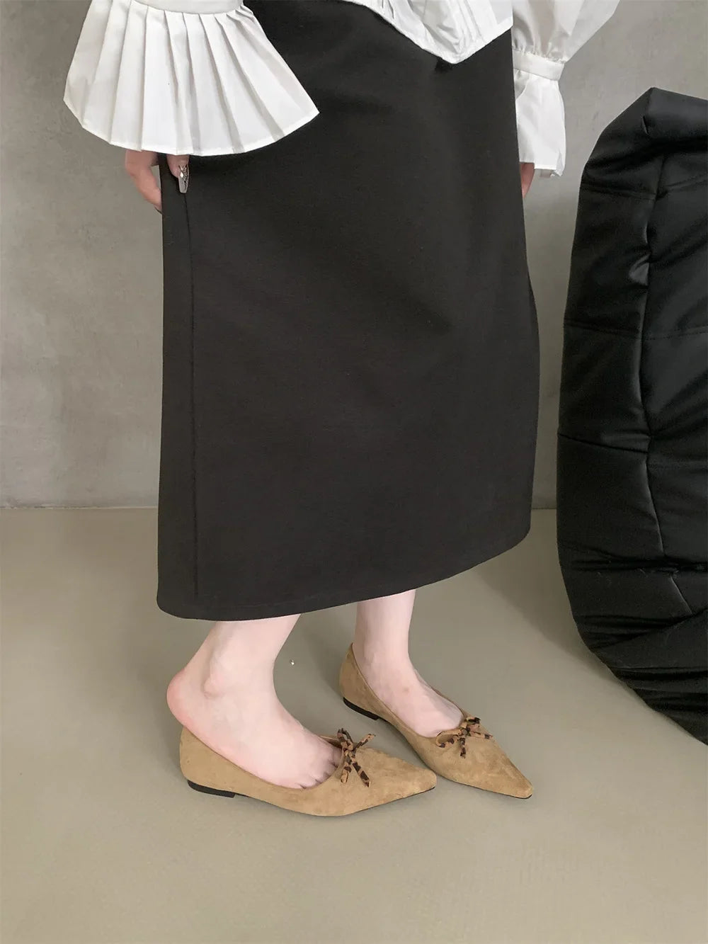 Pointed Toe Women Loafers New Arrivals Autumn Spring Dress Shoes Low Heeled Flats Bow Design Casual Slides Mules Shoes
