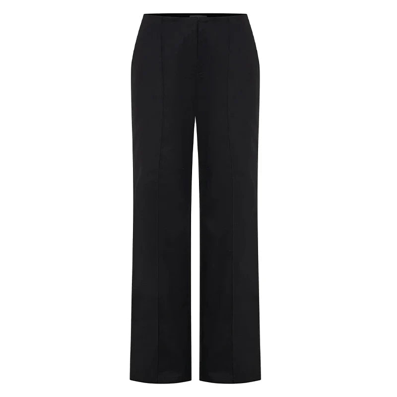 Casual Single Breasted Pants Sets Women Solid Strapless Top High Waist Wide Leg Pant 2025 Spring Summer Lady High Street Outfits