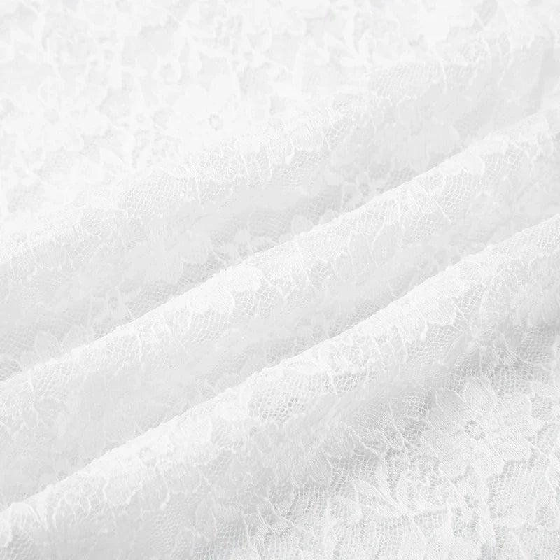 White Transparent Lace Pants with Slit Women Chic See Through Low Rise Skinny Capris Vintage y2k Beach Holiday Trousers