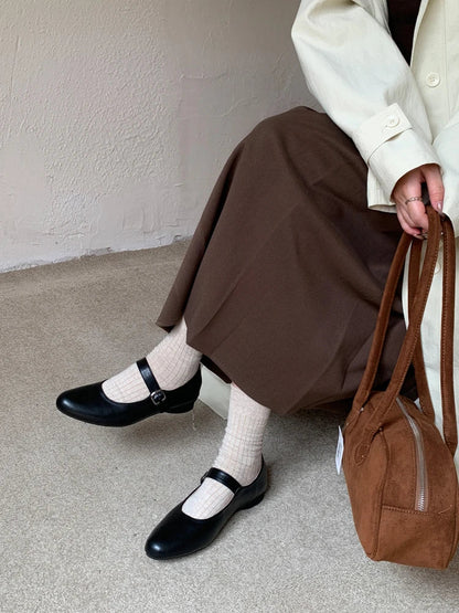 Fashion Women Flats Brand Design Square Toe Women Ballet Shoes Casual Buckle Strap Female Dress Shoes Low Heels Mu