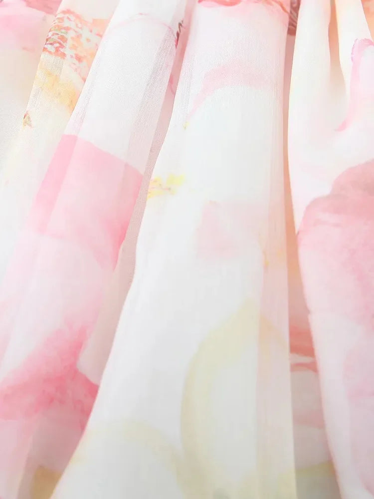 Floral Printed Casual Chic Mini Dresss Strappy Summer Sleeveless Backless Women Ladies Party Ruffles Dresses Vestidos
