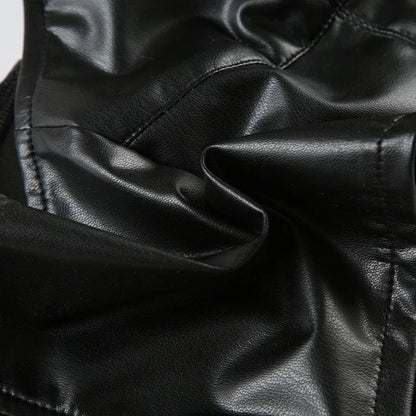 Gothic Halter V-neck Faux Leather Vest Y2K Backless Zipper Black Slim Crop Top Punk Style Women Sexy Tank Camis 90s
