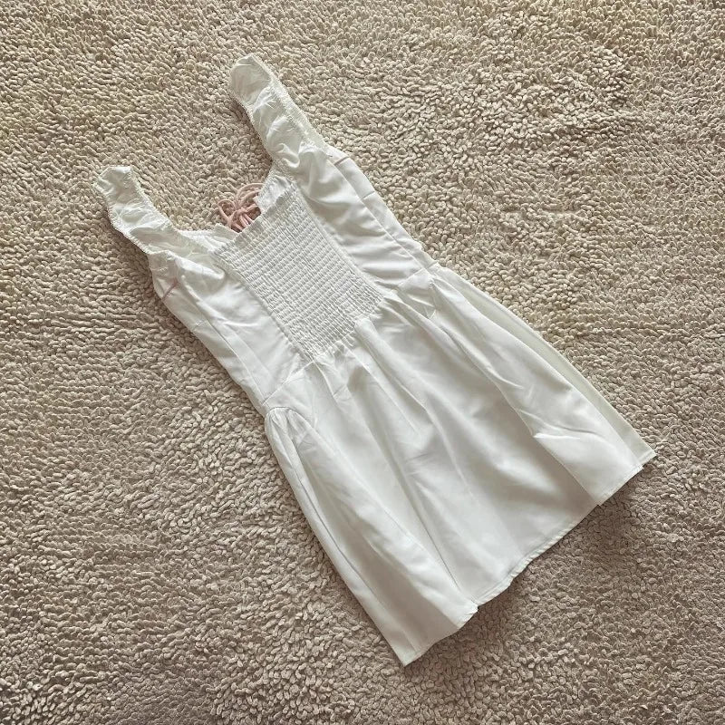 white summer sweetie flare mini dress V-neck sleeveless elegant party dress new hot girl chic women dresses