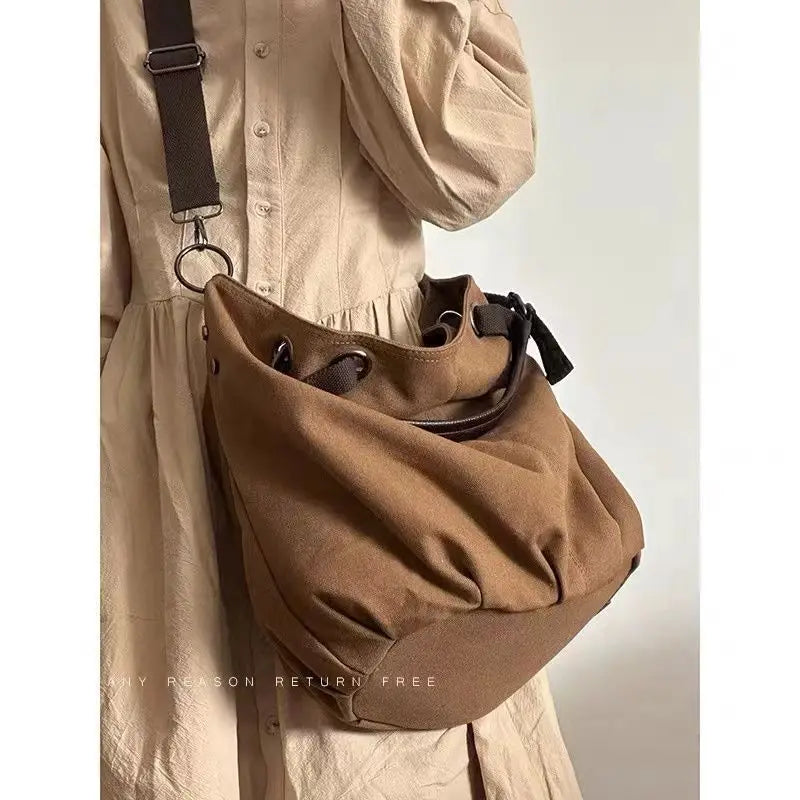 Japanese Retro Safari Style Canvas Bag New Large Capacity Multifunctional Crossbody Tote Bags