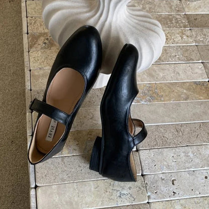 Fashion Women Flats Brand Design Square Toe Women Ballet Shoes Casual Buckle Strap Female Dress Shoes Low Heels Mu