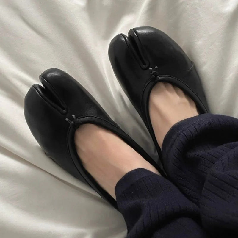 Spring Fashion Round Tabi Toe Handmade Flats Women Design Ballet Ladies Comfortable Shoes Zapatos De Mujer