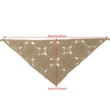 Spring Summer Knitted Triangle Headband Handmade Crochet French Pastoral Flower Headband Towel Little Flower Headscarf