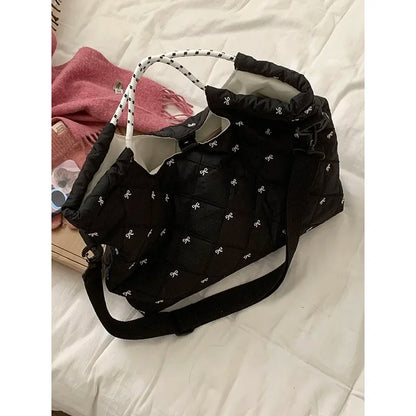Korean Down Bag Women New Fashion Diamond Casual Nylon Fabric Large Capacity Bags