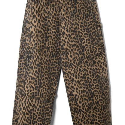 Fashion Leopard Printed Long Pants Women 2024 Spring Summer Slim Pocket High-waist Casual Straight-pants Female Commuter Clothes