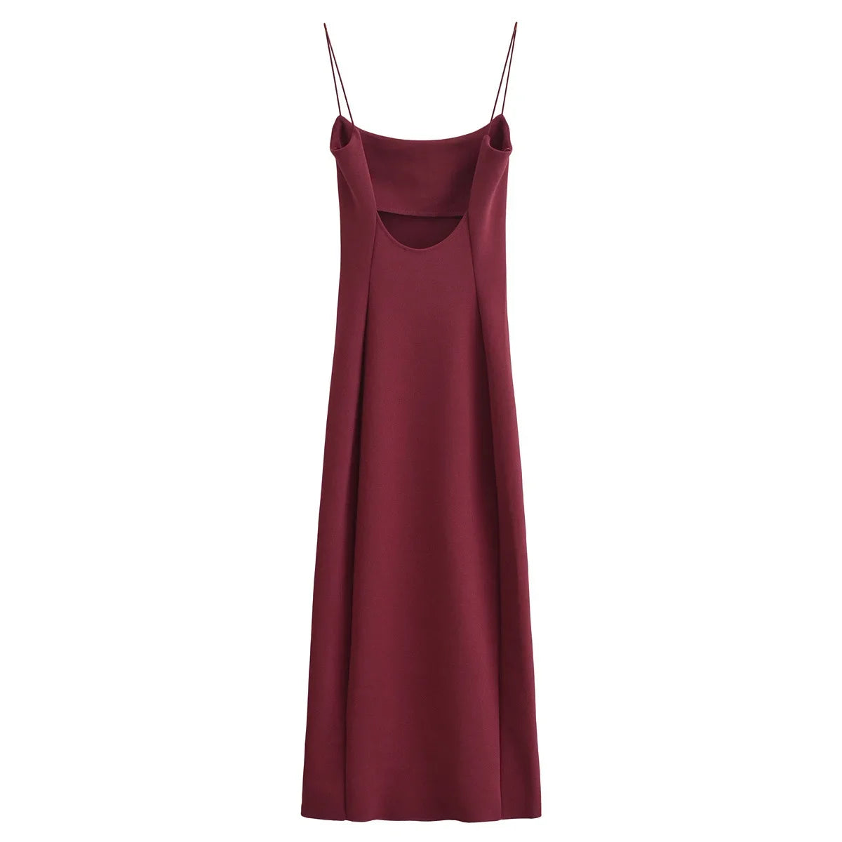 Women's retro summer new style sleeveless spaghetti strap elastic slim fit midi dress backless design fashionable and charming
