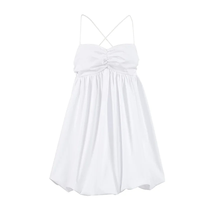Spring and summer casual white versatile sexy suspender V-neck fashionable dress slim commuting short skirt for women