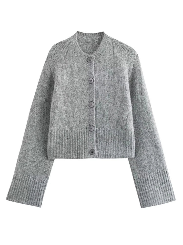 Casual O-neck Knitted Cardigan Women Autumn Winter Slim Short Buttons Coat Female Elastic Waist Solid Sweater Lady Soft Basic