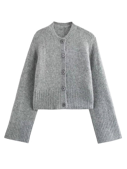 Casual O-neck Knitted Cardigan Women Autumn Winter Slim Short Buttons Coat Female Elastic Waist Solid Sweater Lady Soft Basic