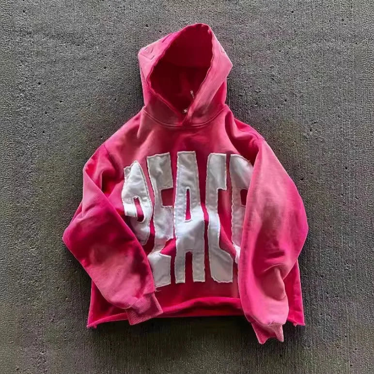 Letter Patch Black Hoodie