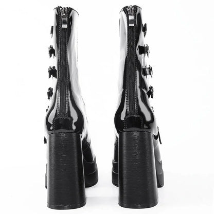 Spring Punk Ankle Square Toe High Heels New Platform Goth Y2k Boots For Supergirl Gothic Lolita BootsWomen's Shoes