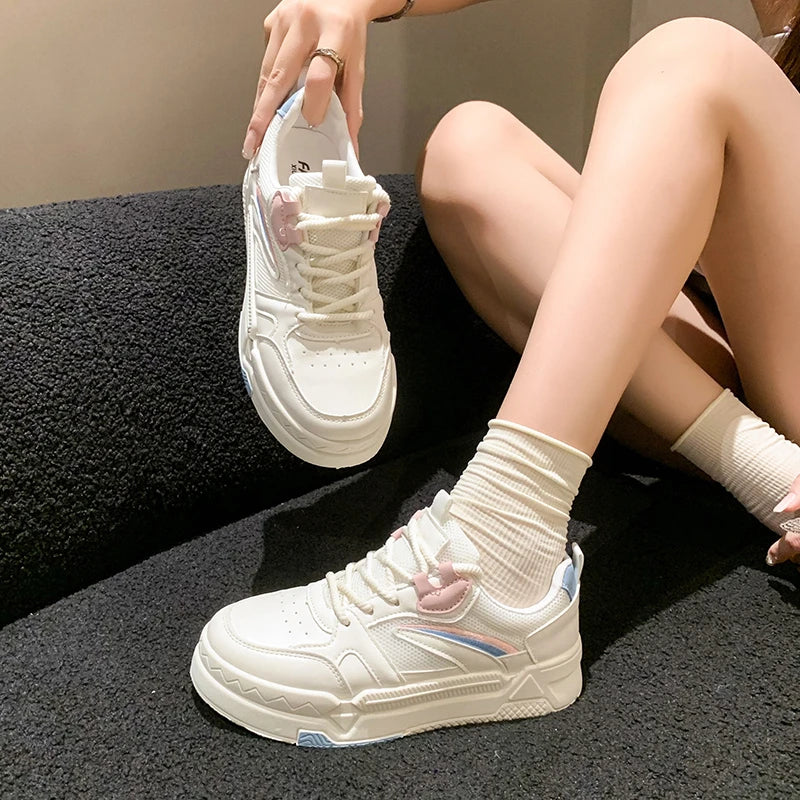 Women's Autumn Sneakers Woman Platform Sport Shoes Female Flat Casual Shoes Breathable Lace Up Tennis Vulcanized Shoes