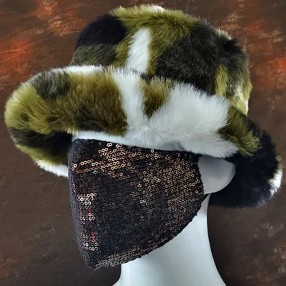 Winter 58-60cm XL Faux Fur Bucket Hat For Women Outdoor Warm Luxury Oversize Fisherman Hat Girl Trendy Party Long Fur Panama Cap