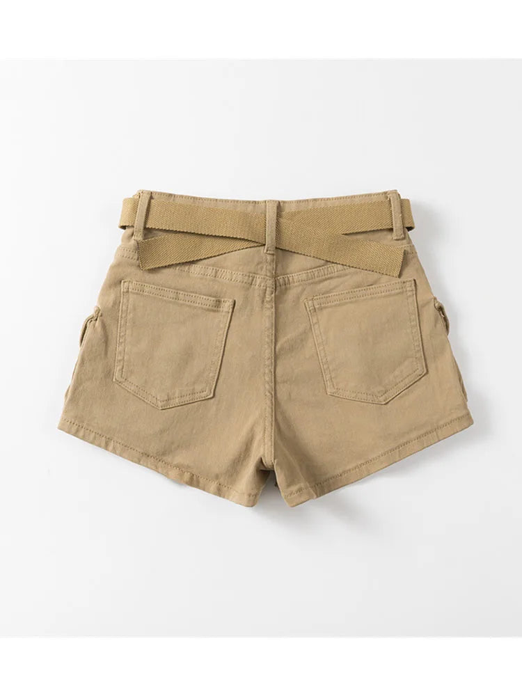 Vintage Women's Denim Shorts Hight Waisted Pockets Khaki Y2k Casual Jeans Cargo Pants Gothic Black Short Jeans Summer New