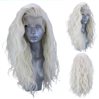 Marquesha 13*4 Curly Synthetic Lace Front Wig for Women Glueless Heat Resistant Fiber Gloden Blonde Lace Wig