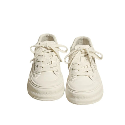 Off White Canvas Women Footwear Lace Up Flat Ladies Shoes Walking Shoe Trends Free Shipping Promotion New Offer on A Urban