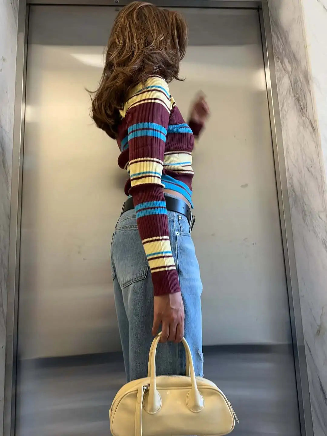 Knitted Contrast Color Striped Cardigans Women Single Breasted Thin Slim Long Sleeve Lapel Female Sweater 2025 Autumn Basic Top