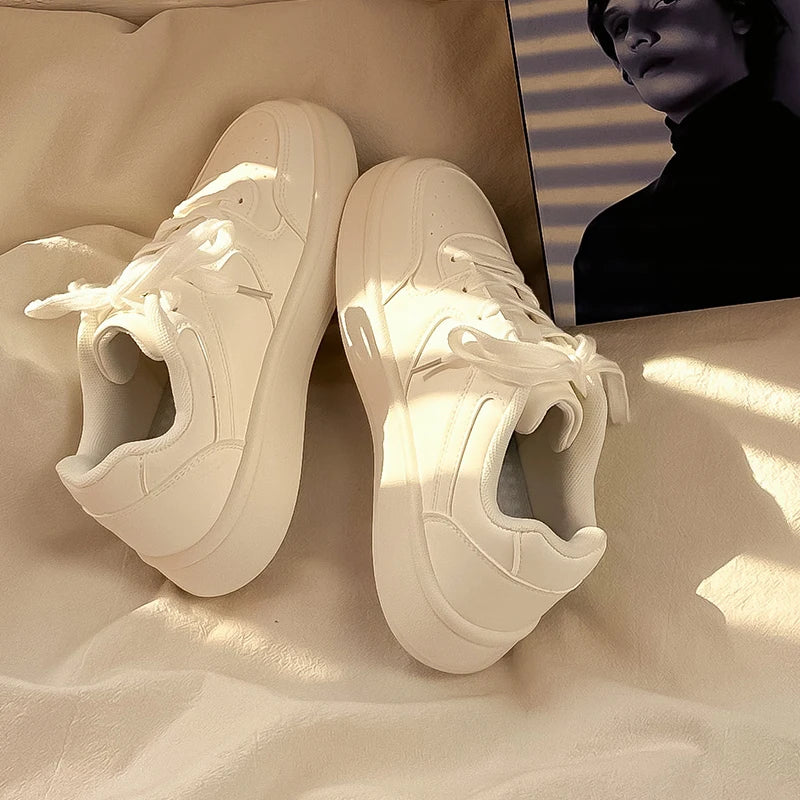 Round Toe Casual Woman Shoe Wedge Basket 2024 All-Match Autumn Clogs Platform Sports Small New Fall Creepers Leisure Women Shoes