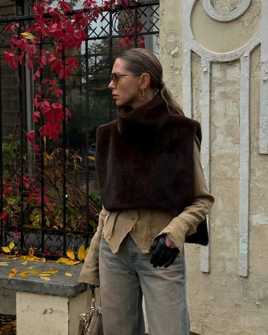 Cool Winter Women Artificial Fur Vest Turtleneck Sleeveless Pullover Female Mink Fur Jacket Instagram-Style Lady Eco Fur Outwear