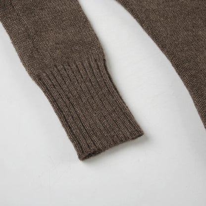 Y2K Brown V-neck Hooded Sweater Vintage Basic Slim Button Up Knitted Pullovers Autumn Casual Streetwear Outfits Lady