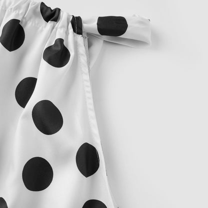 Women Summer Trendy Polka Dot Dresses Outfit Y2k Ruffle Off-the-shoulder Maxi Dress Silky Going Out Sundress Beachwear