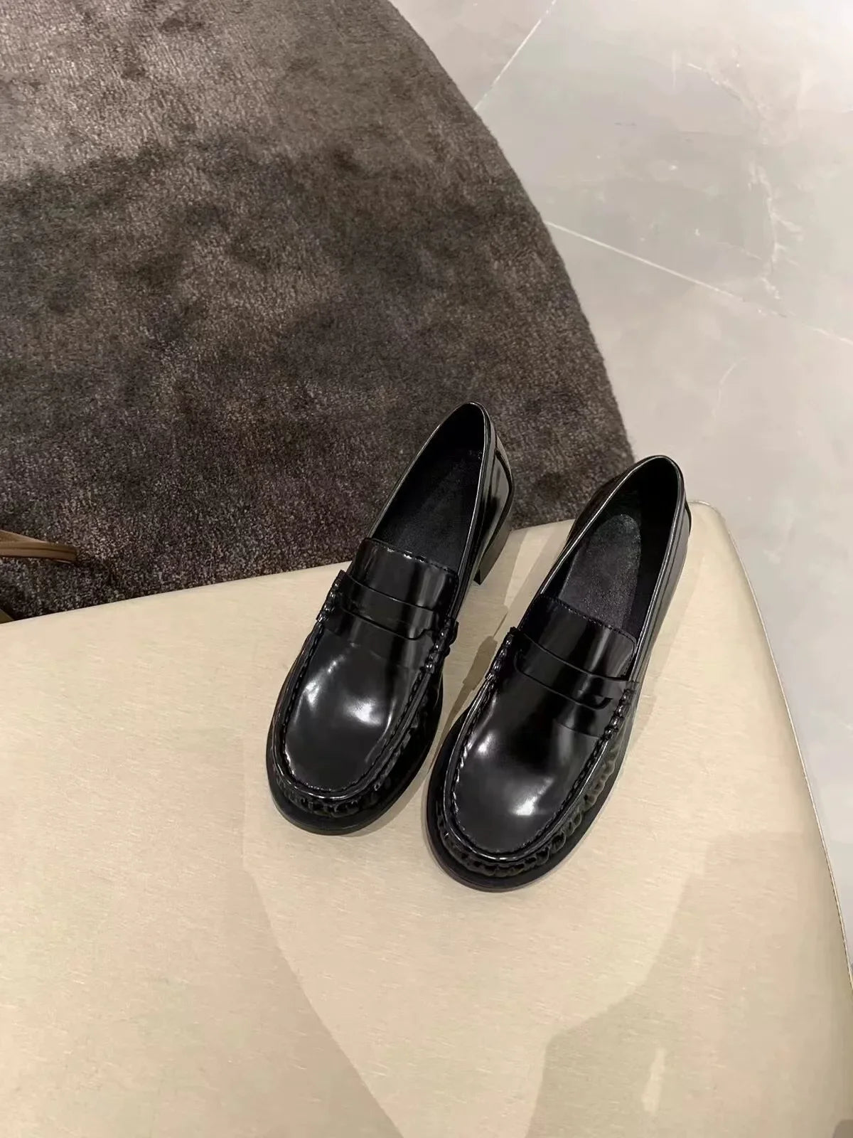 NEW Female Shoes Women Fashion Mary Janes Round Toe Flats Loafers Oxfords Platform Casual Buckle Ladies Heels Black
