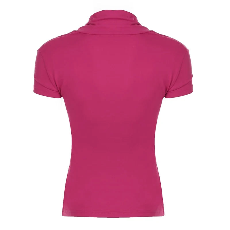 Floral Print Square Collar Top Pink Coquette Aesthetic Slimming Short Sleeve T-shirt Chic Elegant Tees Streetwear Retro