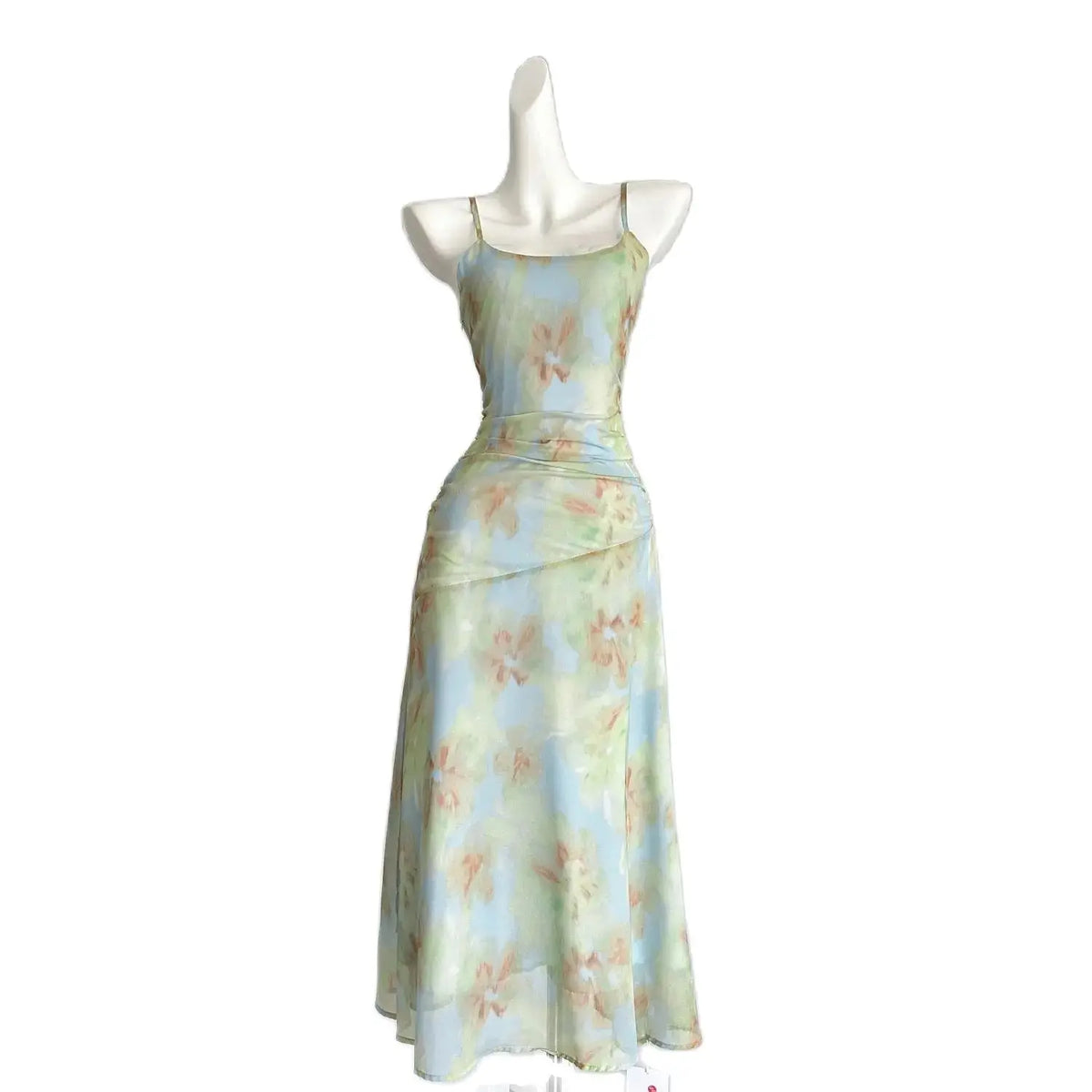 Suspender Dress Printed Long Chiffon Waist Slimming Atmosphere Female 24 New Summer Sweet Long Dress