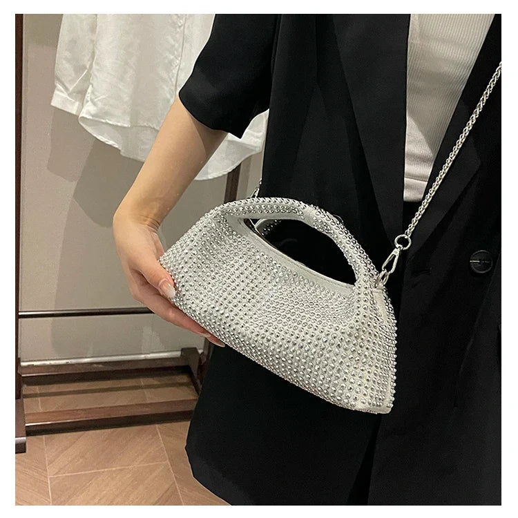 Silver Rivets Suede Hobos Tote Handbags and Purses Women Dumplings Shoulder Crossbody Bags New Trendy Messenger Travel Bag
