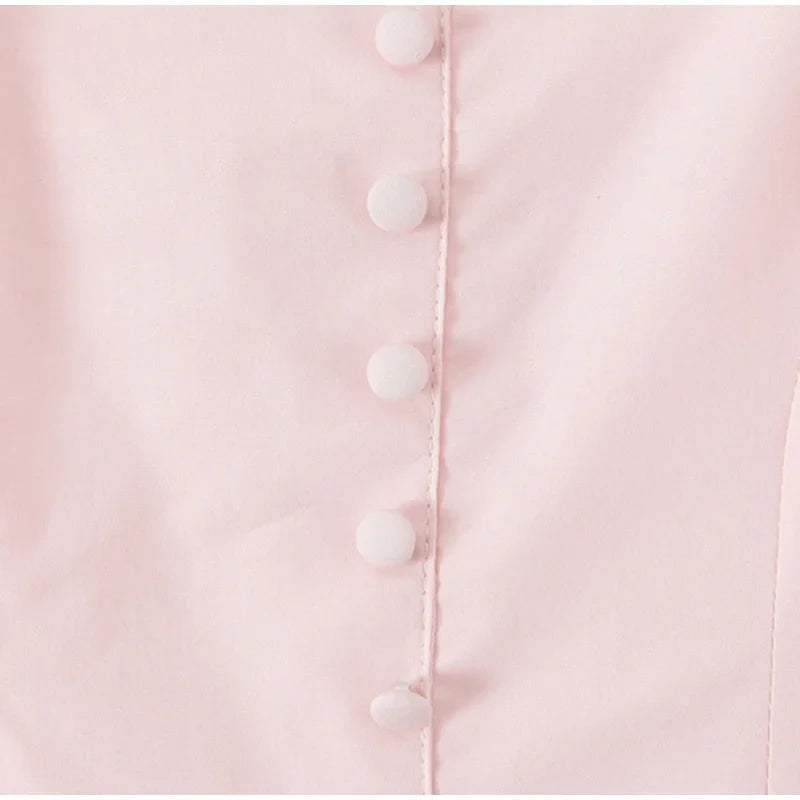 Pink Bow Women's Short Puffy A-line Dress Square Neck Sleeveless Party Dresses Female 2025 Summer Chic Lace Splicing Robe