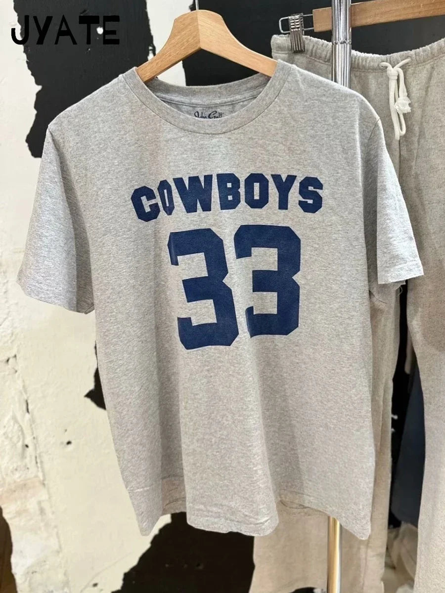 Classic Number Graphic Print Women Summer Cotton T-shirts Soft Casual Loose O-neck Tees Vintage Short Sleeve Streetwear Y2K Tops