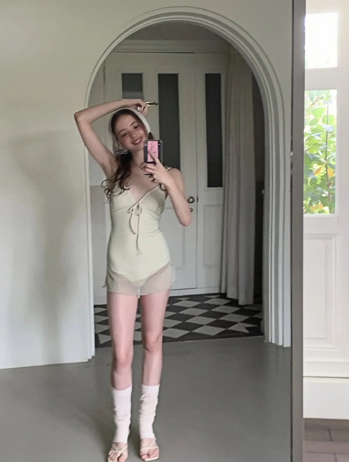 Neck Skirt Mesh Yarn To Cover The Belly and Show Thinness, High-end One-piece Swimsuit for Women