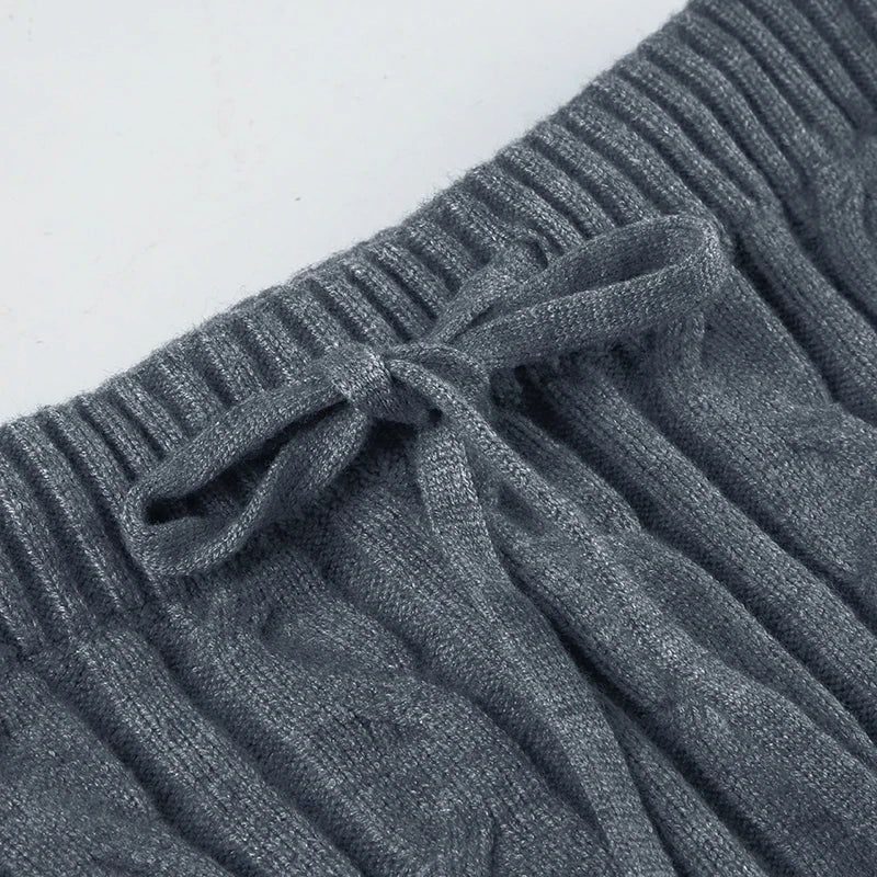 Casual Slim Twists Knitted Trumpet Skirt Basic Solid Mid-Waisted Maxi Skirts Women Autumn Winter Elegant Fashion
