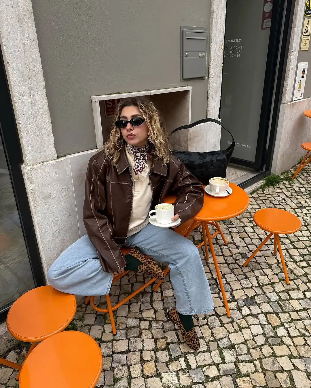Women Solid Zipper Leather Jacket Fashion Patchwork Lapel Collar Long Sleeve Loose Overcoat Female Autumn High Street Outerwear