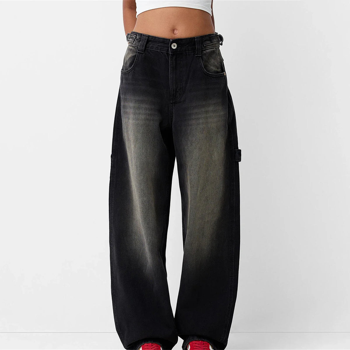 Womens Jeans High Waisted Straight Wide Leg Baggy Jeans Y2k Boyfriend Vintage Washed Loose Denim Pants Cyber Grunge Streetwear