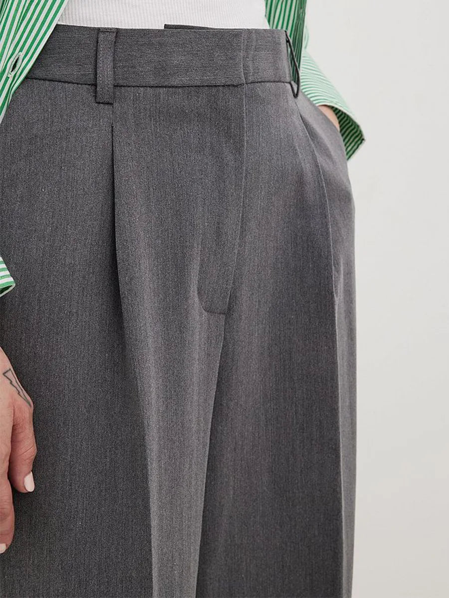 Women's Spring Summer New Loose Wide-Leg Suit Pants Elegant Office Classic Straight-Leg High-Waist Suit Trousers