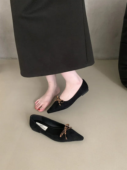 Pointed Toe Women Loafers New Arrivals Autumn Spring Dress Shoes Low Heeled Flats Bow Design Casual Slides Mules Shoes